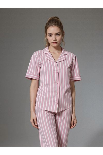 Loule Women's Home Wear Cotton Short Sleeve Pajamas Set O1.L01.Ivsa.02