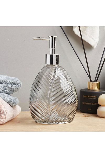 ASPARTAM Leaf Glass Liquid Soap Dispenser - - 18 cm