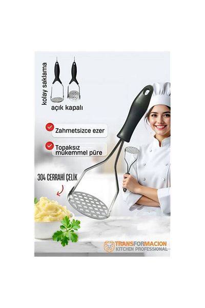 ModaCar Potato Masher 304 Stainless Steel Carrot Banana Avocado Masher