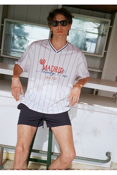 Mavi Real Madrid Printed Oversiz (Wide Cut) Jersey T-Shirt