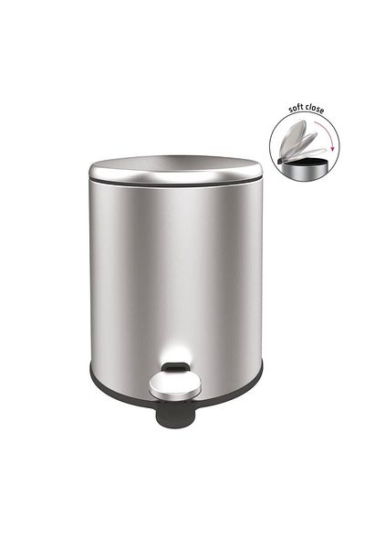 MATMEL Cigo Stainless Steel Pedal Bathroom Trash Can - Gray - 6 Lt