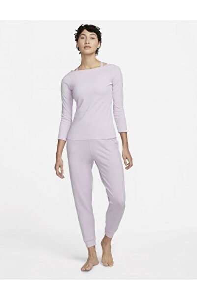 Nike The Yoga Luxe Top Kadın Mor Uzun Kollu T-Shirt