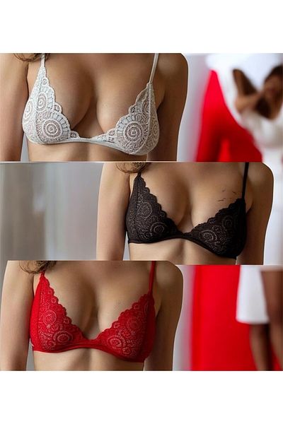 Emsay Store Seria romantică din dantelă bralet sutien set de 3 plus mărime
