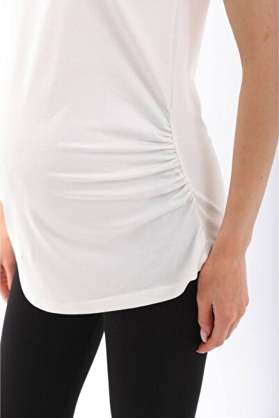 BIG LESSON Maternity White Crew Neck Short Sleeve 100% Cotton T-Shirt