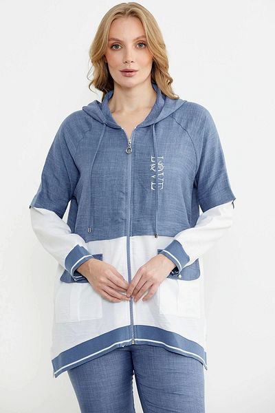 Sementa Blue Block Color Transition Women's Tunic Tracksuit Set