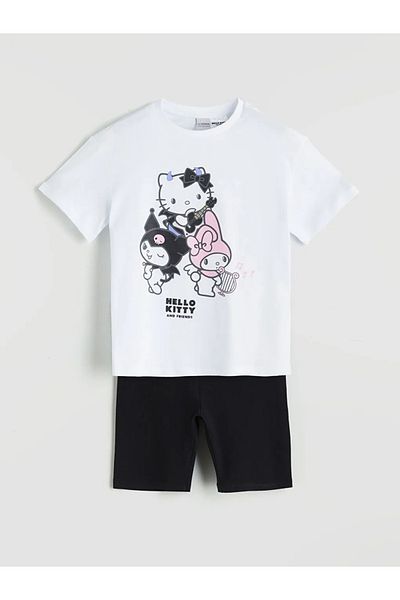 LC Waikiki Lcw kids white crewneck hello kitty Printed girls' t-shirt and leggings