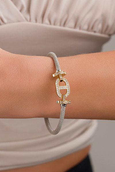 LUCİ LONTANE Stone Detailed Ellipse Wicker Design Handcuffs