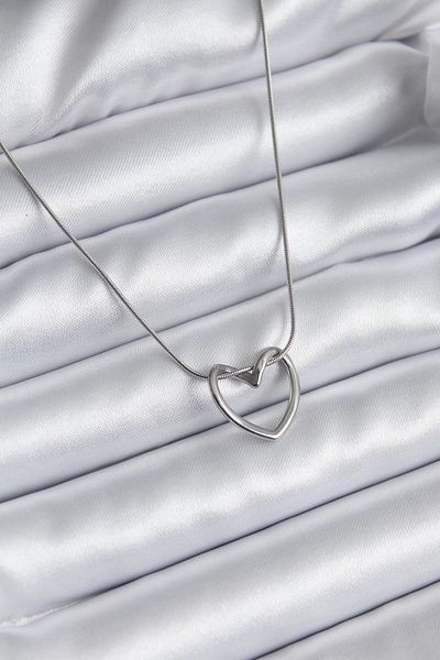 Store 316L Steel Silver Color Heart Model Women's Necklace