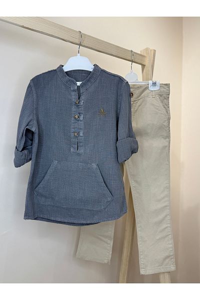 Yollo Kids Boy's Trousers and Linen Shirt 5-8 Years Old Eid Suit