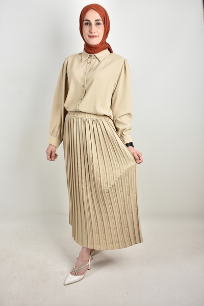 moda caddesi Glitter Detailed Skirt Shirt Set