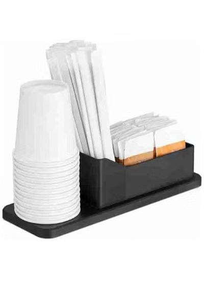 3D Brothers Coffee Station Organizer - Tea and Coffee Condiment Supplies Holder with Stacking Cup Storage