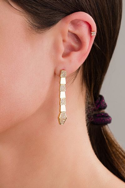 LUCİ LONTANE Stone Detailed Snake Design Earrings