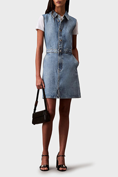 Calvin Klein % 100 Pamuk Regular Fit Kot Elbise LV047B074GRJK ELBİSE LV047B074G RJK