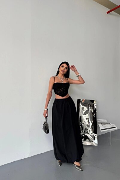 Wear Up تنورة بالون مطاطية من BEL مقاس شانيل قماش ناعم - أسود