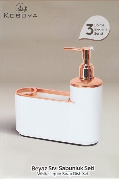 adresiburasi Kosova Liquid Soap Dispenser Set 3 Compartments Elegans Series White
