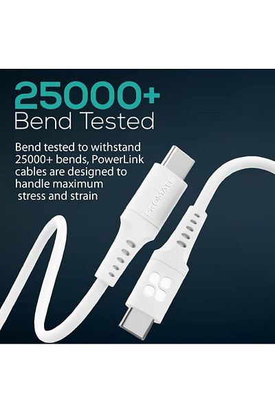 Promate PROMATE 1.2M 60W White Double-ended Type-C Rubber Cable