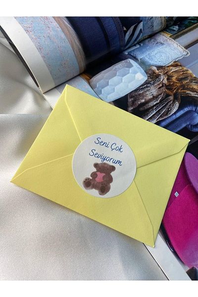 STOREMAX Ezg I Love You so Much Tag Teddy Bear Round Matte Sticker I Love You 4 cm (40 Pcs) Ezsnshop