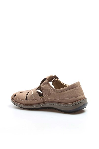 FAST STEP Erkek Hakiki Deri Kum Bej Rahat Klasik Günlük Sandalet 662MA119B