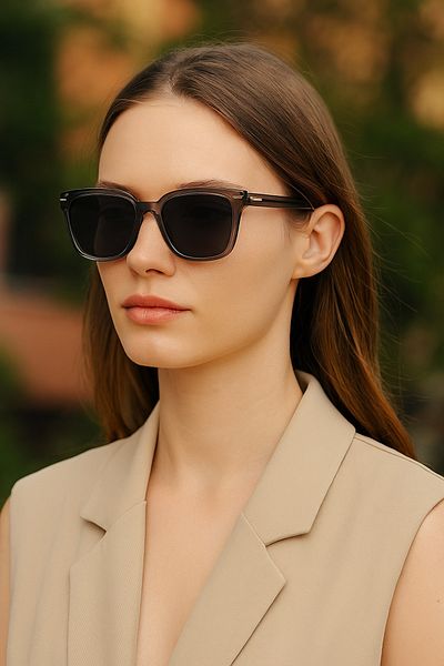 Daniel Klein Women's Sunglasses Transparent Gray Frame Black Glass