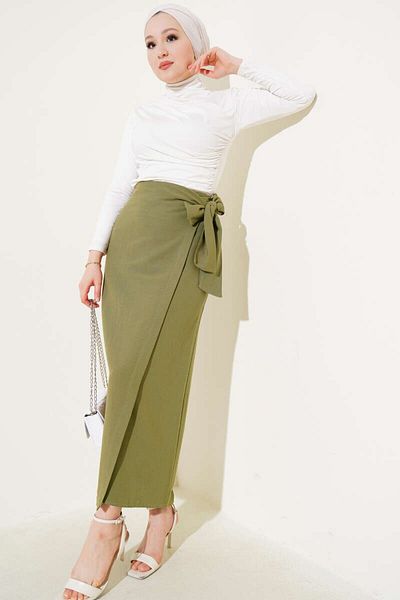 TANISA Noir Belted Skirt Tns-4158