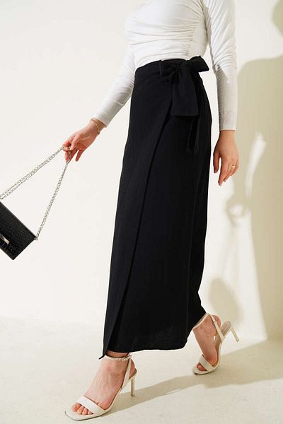 TANISA Noir Belted Skirt Tns-4158