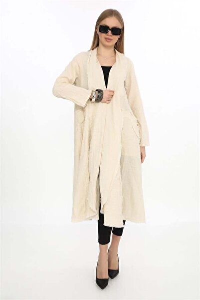 EREN STYLE Bohomiyan Uzun Saçaklı Keten Kaftan & Kap