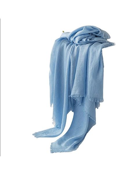 Generic Women's scarf, Cotton and Linen, Sky Blue