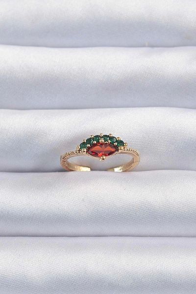 ZL Shoping Brass Gold Color Colorful Zircon Stone Adjustable Watermelon Model Ring