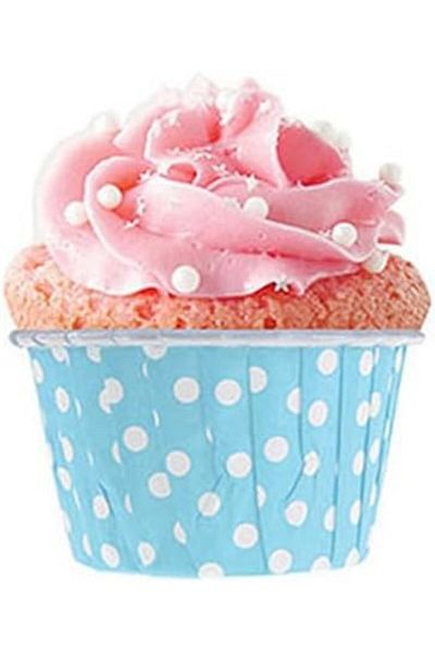 Mu Art Ahşap Mrt at Market Km-Pku-0215 Polka Dot Muffin Cake Capsule 25 Pcs, Baby Blue Art 871301