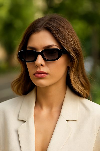 Daniel Klein New Season Women's Rectangular Frame Black Sunglasses