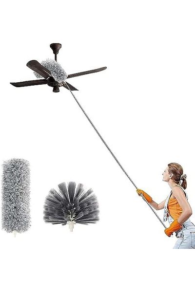 Generic Duster with Extra Long Extension Pole, Womdee Microfiber & Cobweb Double Replacement Heads Extendabl