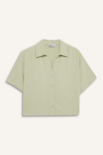 DeFacto Oversize Wide Fit Linen Blended Short Sleeve Shirt C3807Ax25Sm