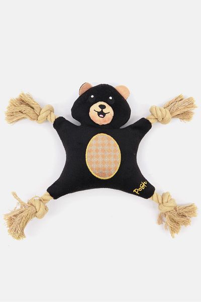 Posh Paws Dog Chew Toy Knotted Squirrel, Black/yellow