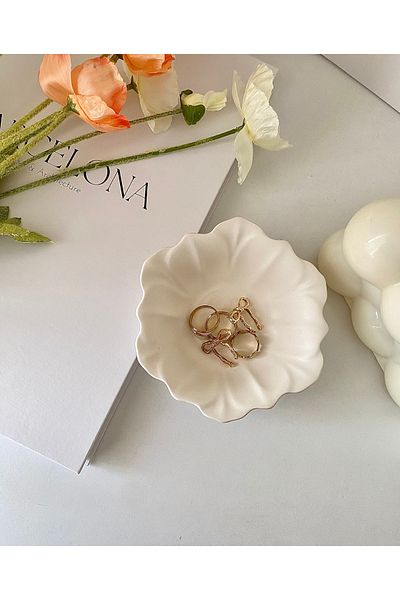 bliss store وعاء من الخزف الحجري المطلي بالورنيش (الشمع)، وعاء على شكل زهرة، وعاء متوافق مع Hm