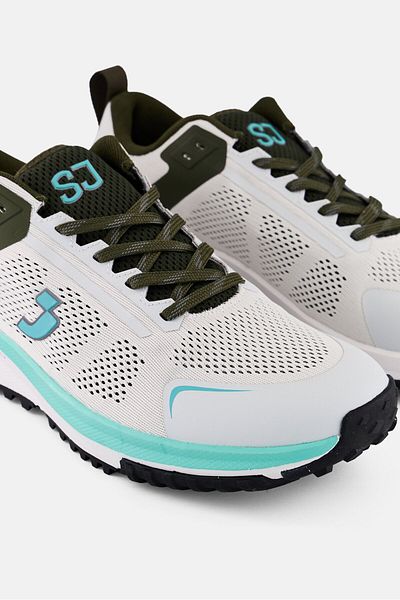 SJ Men Textile Upper Lace Up Running Shoes, White