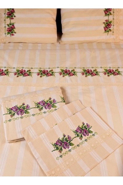 DENPAR Pike takımı %100 pamuk kanaviçe desenli