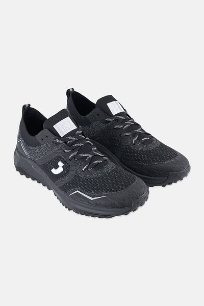 SJ Men Brand Logo Lace Up Outdoor Shoes, Black