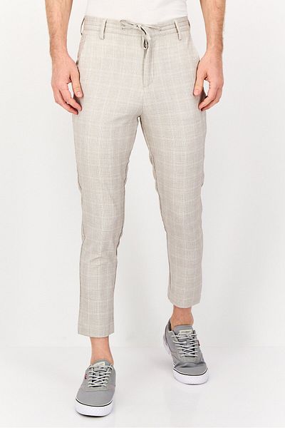 CELIO Men Stretch Fit Micro Check Dress Pants, Beige