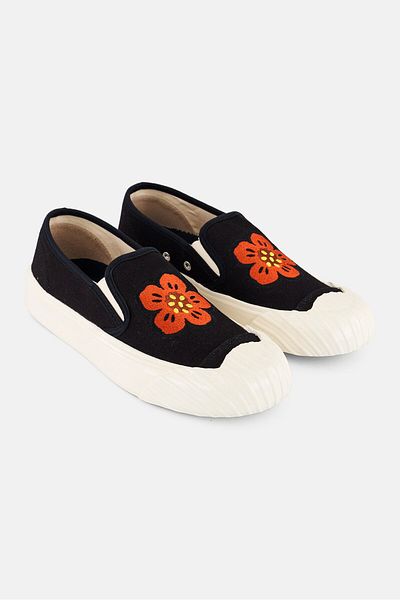 Kenzo Women School Slip On Sneakers, Black