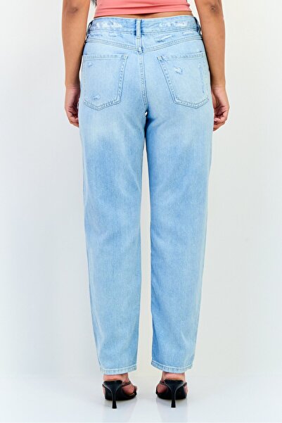 Cropp Women Regular Fit Low Waist Rip No Stretch Jeans, Wash Blue