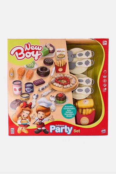New Boy 22 Play Food Pieces And Accessories Delicious Party Set