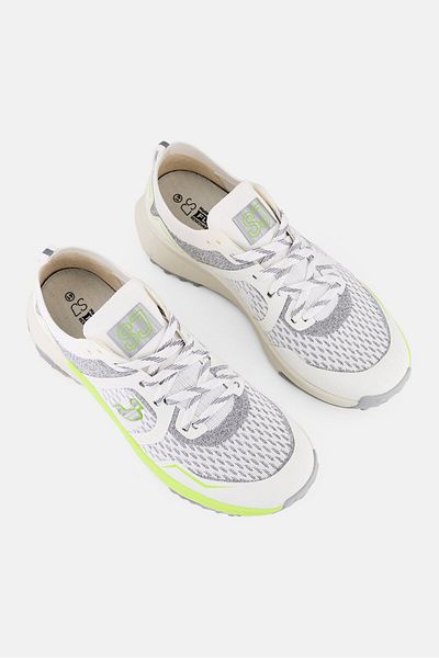 SJ Men Textile Upper Lace Up Running Shoes, Off White