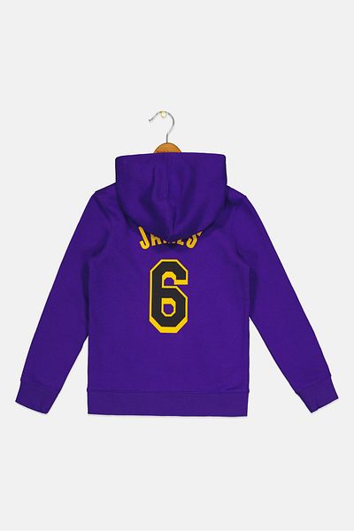 Nike Air Jordan x NBA Kids Boy Lakers Long Sleeve Basketball Hoodies, Purple