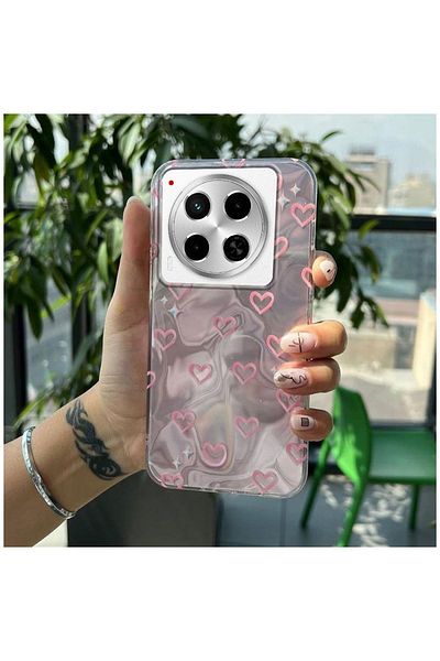 Zebana حافظة متوافقة مع هاتف TECNO Camon 30 Pro من السيليكون على شكل قلب وردي من Zebana
