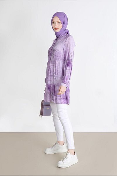 Alvina 42666 Model Batik Patterned Floral Tunic