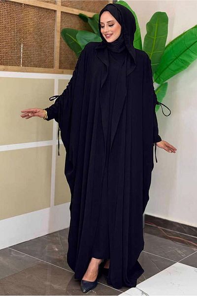 TRENDTESETTÜR Women's Black Dress Abaya Suit t 31007
