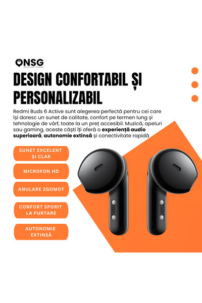 Xiaomi Buds 6 Active In-ear Bluetooth Headphones, Strong Bass, Extended Battery Life, Black