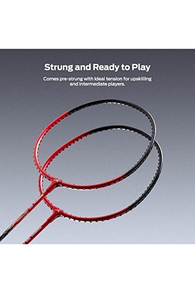 Hundred HUNDRED POWERTEK 100 (Set of 2) Badminton Racket with Full Cover (115g, Red/Black)