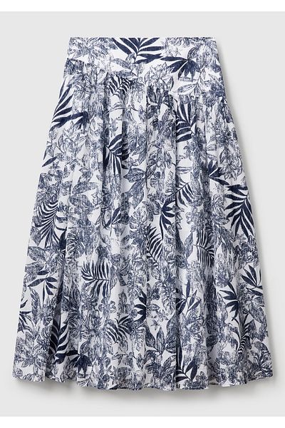United Colors of Benetton Fusta de damă Blue Mix 100% bumbac cu model midi lungime muselină