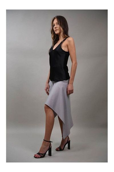 LUMİNA LONG ASYMMETRICAL SKIRT CHIARA S Grey